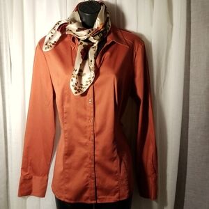 Sz L CLEO Long sleeved Orange Blouse